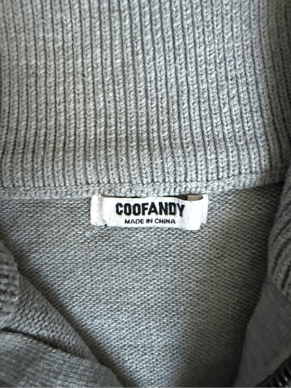 Men's Light Gray Zip-Neck Sweater - Picture 3 of 3